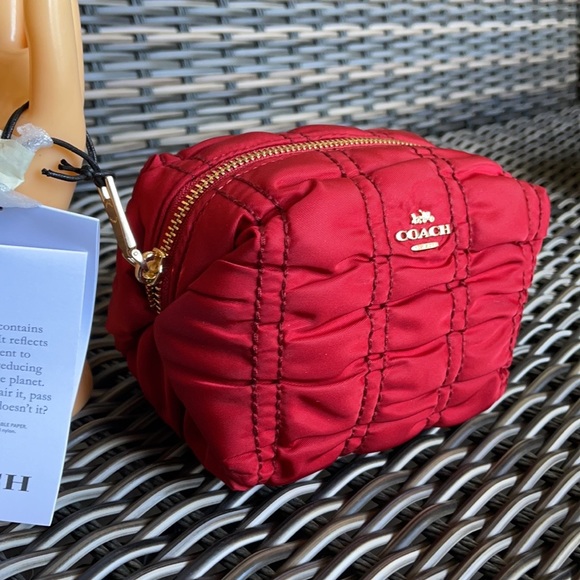 COACH Small Boxy Cosmetic Case With Ruching - Picture 16 of 16